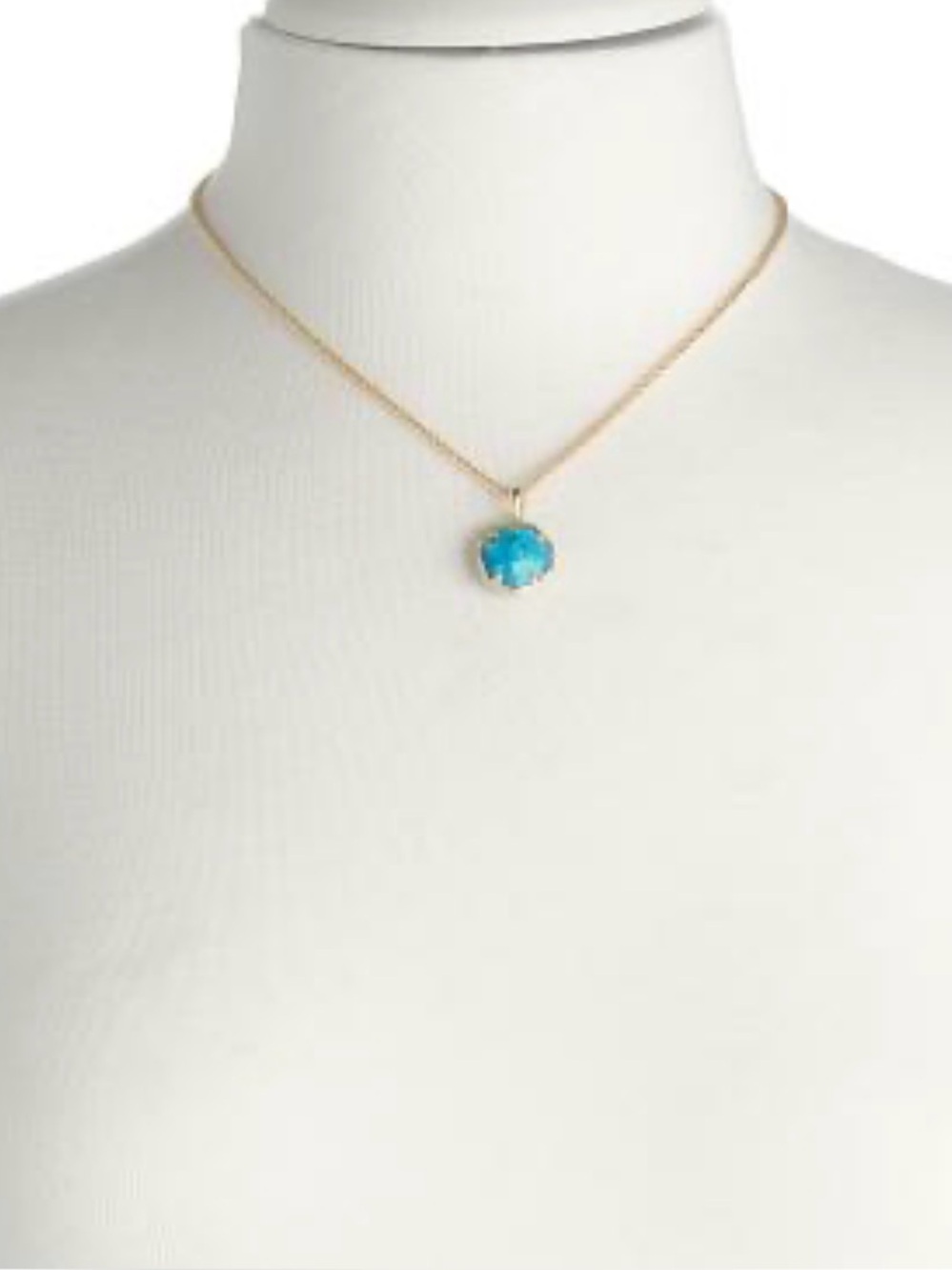 Kendra Scott Gold Necklace with Turquoise Blue Faceted Pendant - Picture 2 of 4